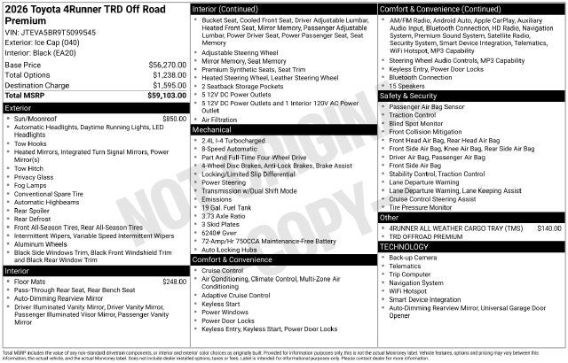 2026 Toyota 4Runner TRD Off-Road Premium