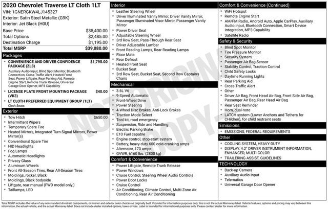 2020 Chevrolet Traverse LT Cloth