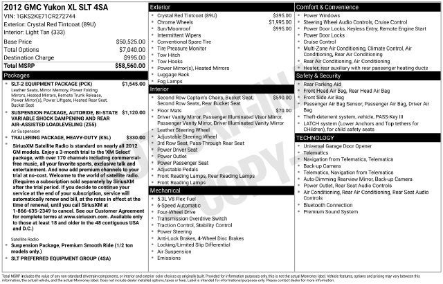 2012 GMC Yukon XL SLT 1500