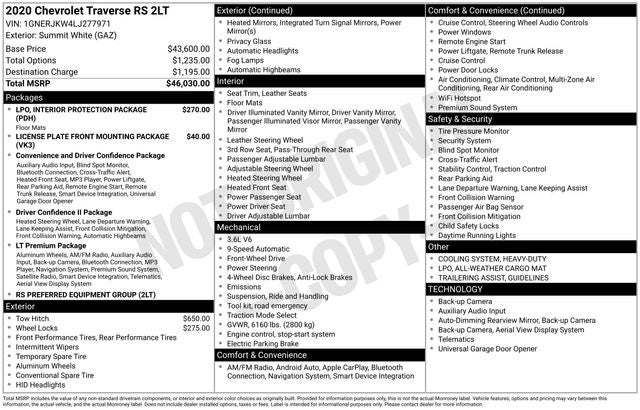 2020 Chevrolet Traverse RS