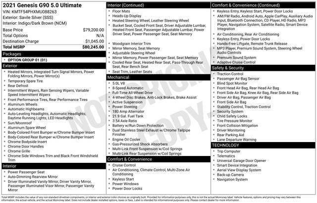 2021 Genesis G90 5.0 Ultimate
