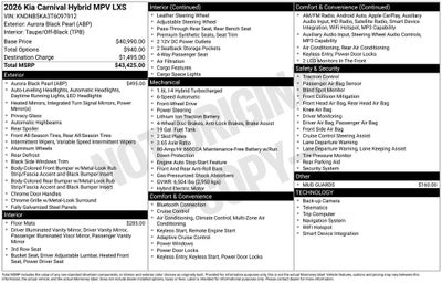 2026 Kia Carnival Hybrid LXS