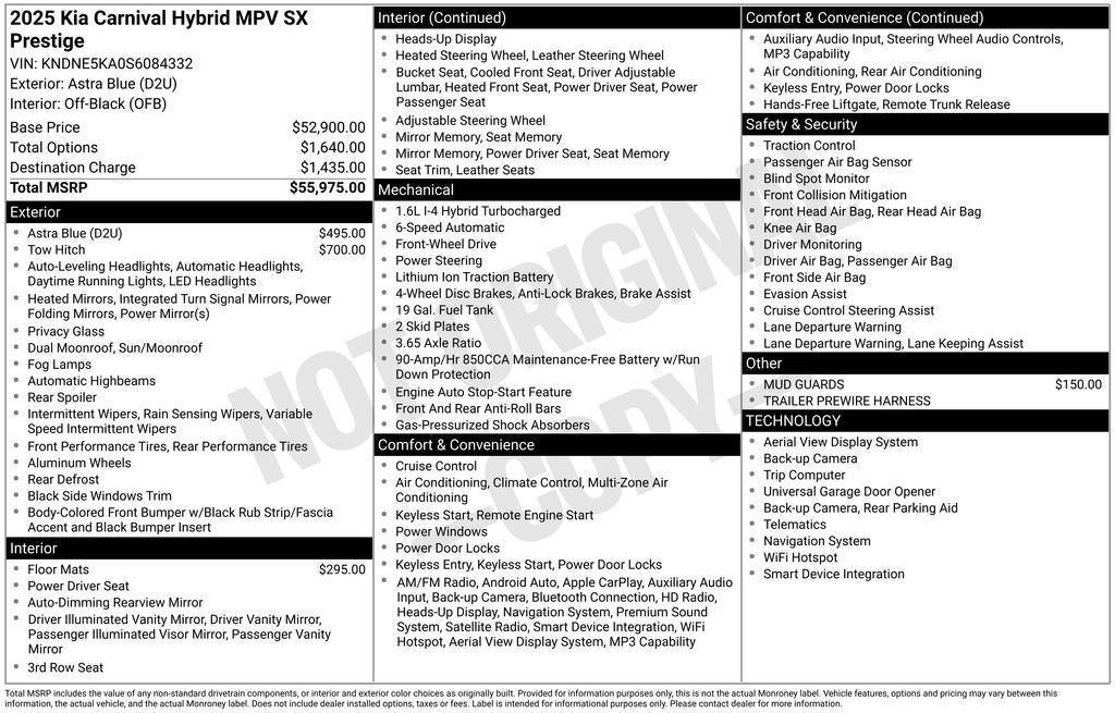 2025 Kia Carnival Hybrid SX Prestige