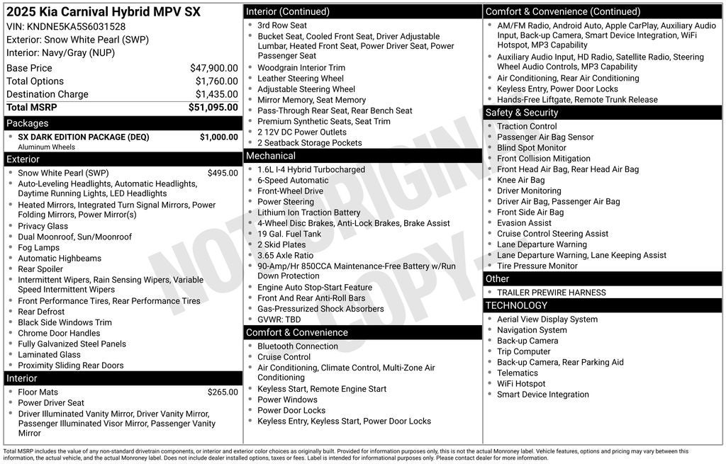 2025 Kia Carnival Hybrid SX
