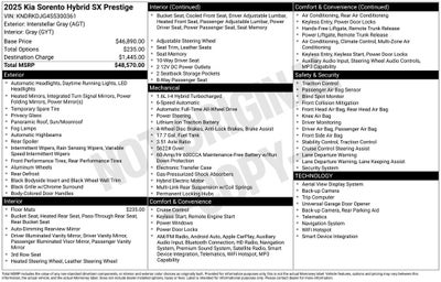 2025 Kia Sorento Hybrid SX Prestige