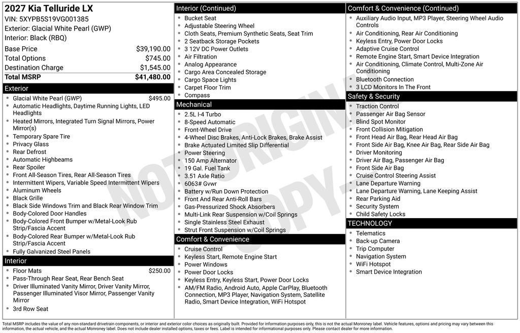 2027 Kia Telluride LX