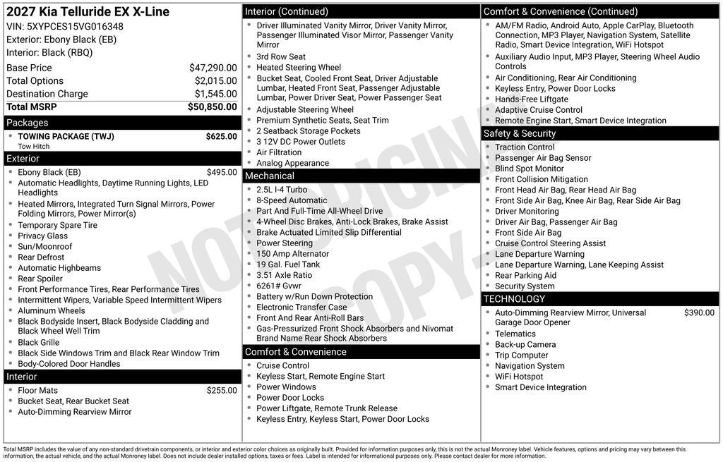 2027 Kia Telluride X-Line EX