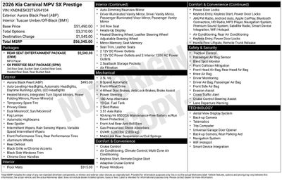 2026 Kia Carnival SX Prestige