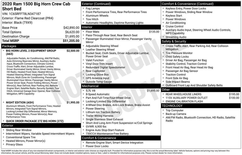 2020 RAM 1500 Big Horn/Lone Star Night Edition
