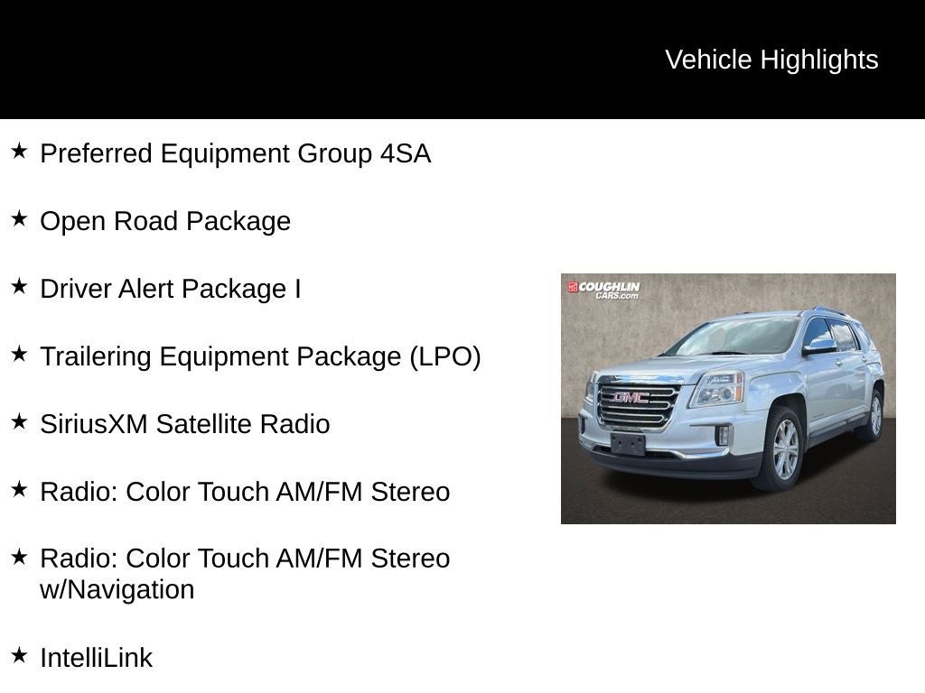 Used 2017 GMC Terrain SLT with VIN 2GKFLUE36H6195301 for sale in Newark, OH