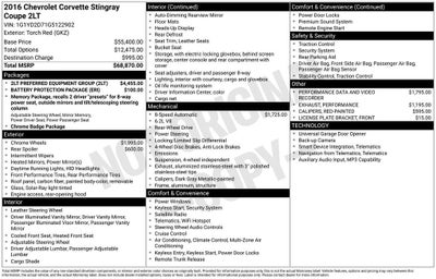 2016 Chevrolet Corvette Stingray 2LT