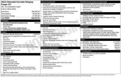 2022 Chevrolet Corvette Stingray 1LT