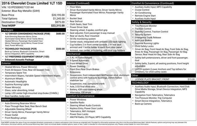 2016 Chevrolet Cruze Limited LT