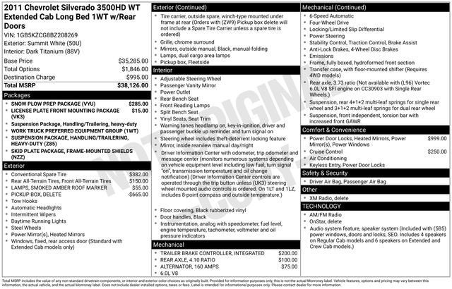 2011 Chevrolet Silverado 3500 HD DRW Work Truck