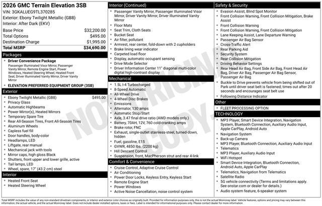 2026 GMC Terrain Elevation